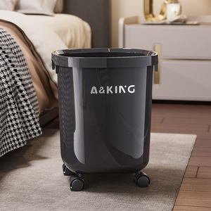 A&King Trash Can Cylindrical With Wheels Indoor Use For Living Room Bedroom Bathroom - Product Image 4