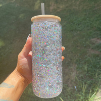 Offre Spéciale – Tasses en Verre Borosilicate Double Paroi Transparentes Pré-percées de 16 oz et 20 oz avec Pailles, Écologiques, pour Sublimation DIY