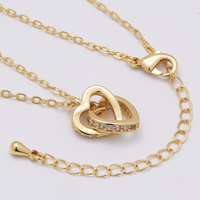Collier pendentif cœur entrelacé en zircon cubique romantique, laiton plaqué or 18 carats, bijoux pour femme, cadeau d'anniversaire, cadeau d'amour
