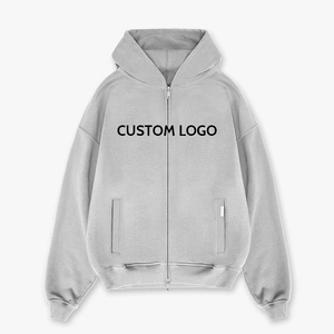 เสื้อฮู้ดดี้ผู้ชายทรงโอเวอร์ไซส์แบบดรอปโชว์เดอร์ ดีไซน์ซิป พร้อมโลโก้สั่งทำ คุณภาพสูง สไตล์สตรีทแวร์ ผ้าเฟรนช์เทอร์รี่ ล้างสีแบบแอซิดวอช ทรงครอป - Product Image 6