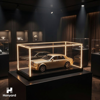 Vitrine d'exposition en acrylique illuminée pour modèles réduits de voitures 1:18 1:24 avec éclairage LED intégré, transparente, anti-poussière, amovible, personnalisable