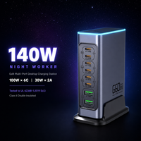 Chargeur rapide USB-C PD 3.0 GaN 660W à 8 ports avec ports 6C2A pour ordinateur portable/iPad, adaptateur de bureau électrique