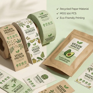 Rouleau d'étiquettes alimentaires autocollantes écologiques, autocollant personnalisé pour produits naturels et biologiques pour les marques végétariennes et écologiques - Product Image 6