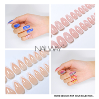 24 pièces personnalisé élégant marbre nu impression brillant moyen cercueil couverture complète presse sur ongles pour doigt pré-conçu