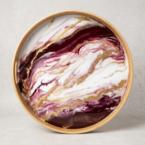 Plateau de présentation rond moderne en bois émaillé pour petit-déjeuner et apéritifs - Réutilisable, compatible lave-vaisselle, écologique pour les fêtes - Product Image 1