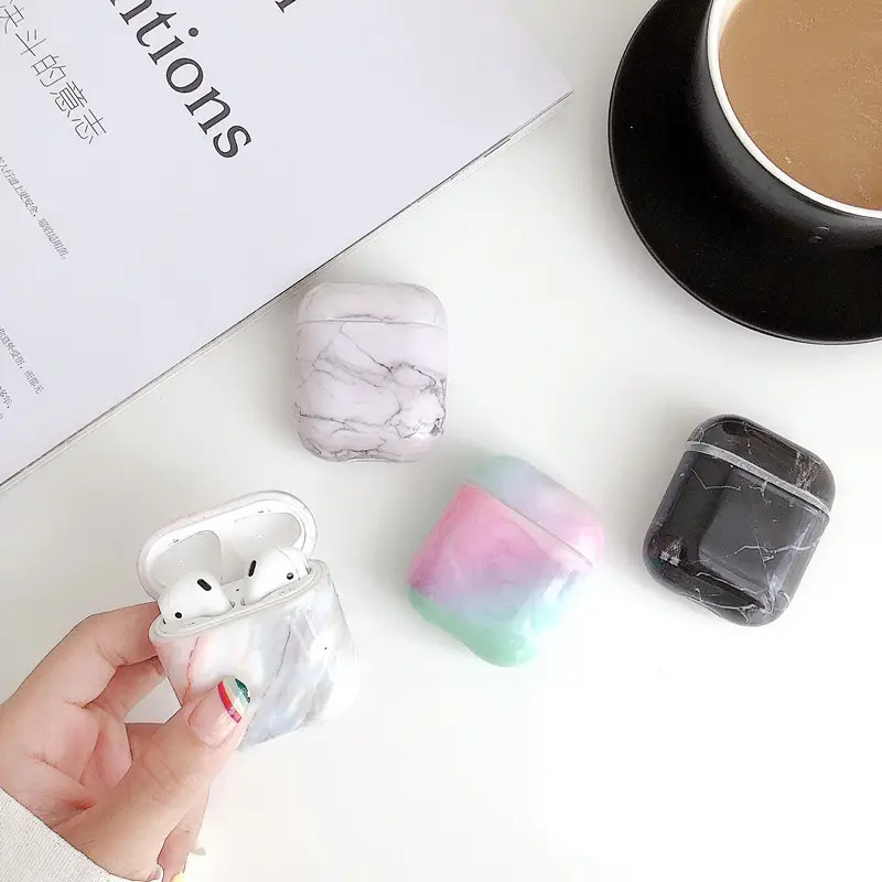 Free Shipping Outdoor Dustproof Anti-shock Shockproof Plastic Earphone Marble Case for Apple Airpods