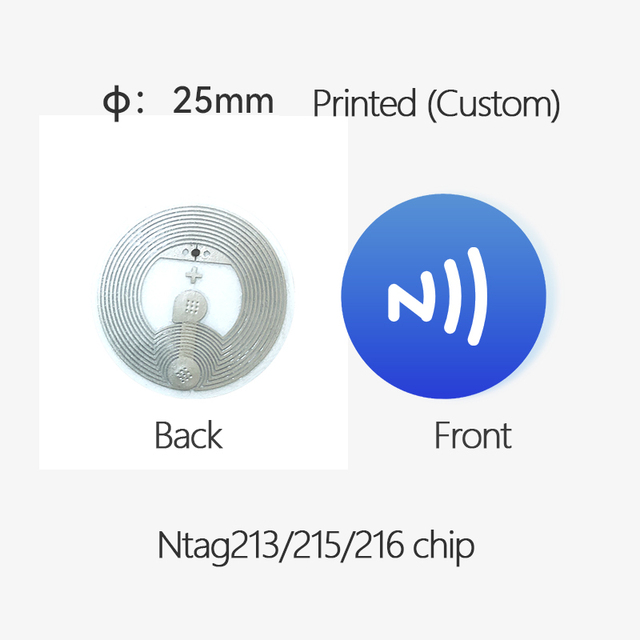 Preprinted 13.56MHz Smart RFID Label Tag NTAG215 NFC Waterproof Weatherproof PVC PET Blank RFID Stickers Custom