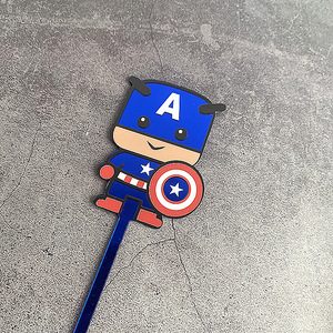 ตัวตกแต่งเค้กอะคริลิคฮีโร่รุ่น Q แบบน่ารัก น้ำผึ้งและรสหวาน สำหรับตกแต่งเค้กวันเกิดซูเปอร์ฮีโร่ขนาดเล็ก - Product Image 4