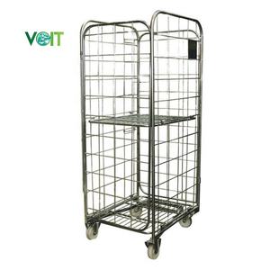 Entrepôt pliable en acier métal stockage blanchisserie 4 côtés <span class=keywords><strong>cage</strong></span> à rouleaux - Product Image 1