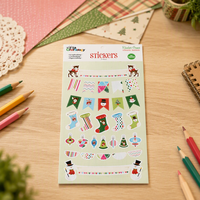 Ventes chaudes, autocollants en papier colorés à motifs de dessins animés, autocollants auto-adhésifs avec laminage brillant pour la décoration de Noël