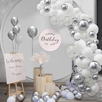 Vente en gros de ballons personnalisés en argent blanc mat, fournitures de décoration pour fête d'anniversaire de mariage, kit d'arche de ballons