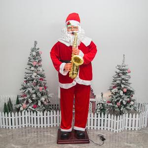 Père Noël Vintage Résine Et Papier Mâché Avec Sac Et Canne - 10,75 Pouces - Chine