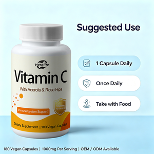 Suplemento de Vitamina C de Marca Privada OEM con Acerola y Rosa Mosqueta 1000mg, Apoyo al Sistema Inmunológico, 180 Cápsulas por Botella - Product Image 4
