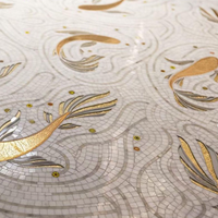 Carreaux de marbre de mosaïque de conception moderne faits à la main carreaux de Koi d'or véritable pour l'intérieur TV fond mur salon chambre carreaux de tapis