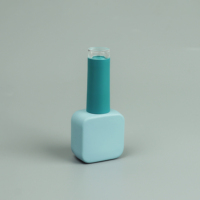 Bouteille de vernis à ongles en verre de 10 ml personnalisable en usine, bleue, pour gel UV, avec bouchon carré et pinceau