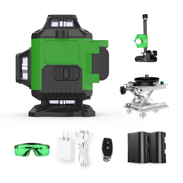 Borka XT-16 Industrial 16-Line Green Beam Laser Cross 3D Auto Rotary IP54 Waterproof 1.5mm/5m Precision 3 Self-Level 3 Level