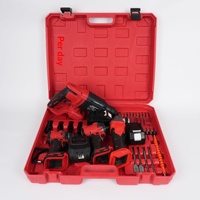 Ensemble d'outils multifonctionnel sans balais quatre-en-un OEM : Meuleuse d'angle, Perceuse électrique, Clé à chocs, Marteau - Batterie au lithium rechargeable