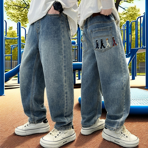 All'ingrosso Casual autunno dritti lunghi Jeans ricamati per ragazzi Design fatto a mano in taglie medie e grandi abbigliamento Casual per bambini - Product Image 2