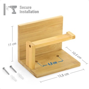 Portarotolo di <span class=keywords><strong>Carta</strong></span> <span class=keywords><strong>Igienica</strong></span> in Bambù Naturale di Lusso con Ripiano per Salviette Umidificate per Telefoni Cellulari - Product Image 6