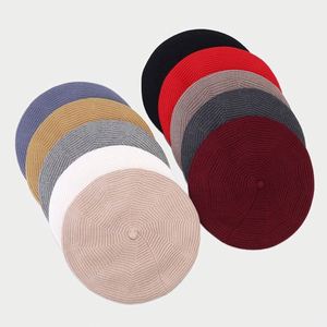 New Stretchable Ribbed Beanie Hats Solid Color <b>Beret</b> Cap Knit <b>Berets</b> French Paris Hat for Women - Product Image 1