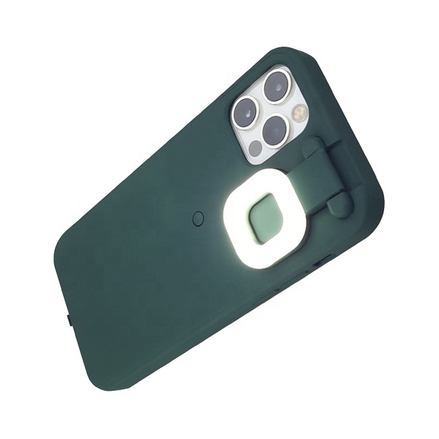 New Arrival Super Slim Selfie Led Ring Light Phone case for iPhone 12 Light up Glitter Phone case