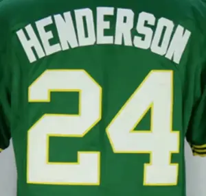 Индивидуальные Rickey Henderson #24 зеленый лучшее качество сшитый бейсбольный Джерси