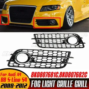 2pcs Car Front Bumper Fog <b>Light</b> Grille Cover Honeycomb <b>Hex</b> Grille Grill for Audi A4 B8 S-Line S4 2008-2012 8K0807681C 8K0807682C - Product Image 1