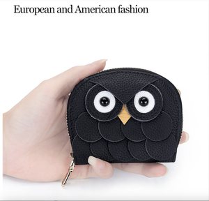 Ando Bag Porte-monnaie en cuir de vache véritable avec motif hibou, mini portefeuille à fermeture éclair avec porte-clés pour femme - Product Image 6