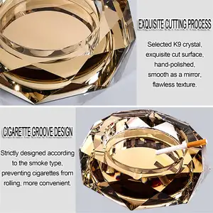 Honor Of Crystal Custom Octagon Square Round Shape Transparent Crystal Glass Ashtray Cigarettes Cigars Octagon Crystal Ashtray