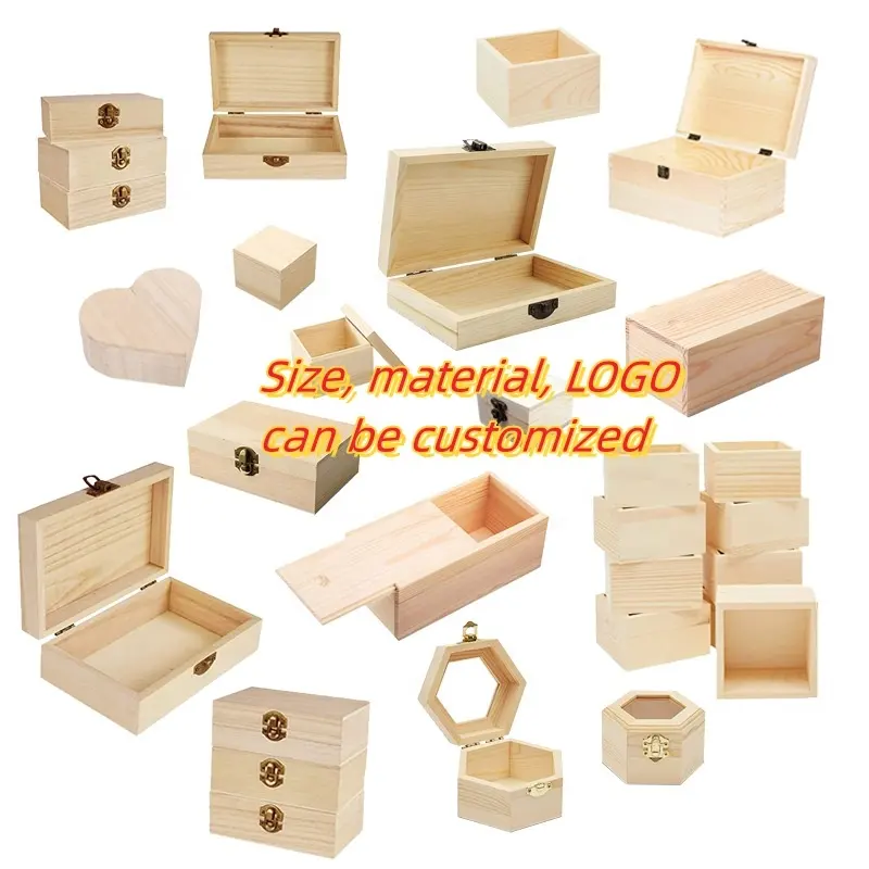 Wholesale wooden box packing box storage box size  material  LOGO can be customized wood product