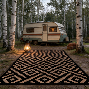 Tapis de patio réversible élégant en polypropylène tressé pour camping-car et caravane - Product Image 4
