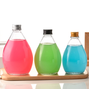 Bottiglia in Vetro per Latte, Caffè e Bevande 260ml 350ml 500ml, a Forma di Goccia d'Acqua, Trasparente, Vuota, per Succhi, con Tappo a Vite in Alluminio - Product Image 4