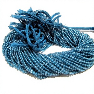 Topacio Natural de 2-3 mm, Cuentas Facetadas en Forma de Rondelle, Color Azul Londres, Piedra Preciosa, Se Vende por Hilo de 13 Pulgadas de Largo - Product Image 1