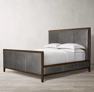 Cabecera de Cama King <span class=keywords><strong>Size</strong></span> Estilo Francés Tradicional RH, Tapizada en Cuero Genuino, Estructura de Madera de Roble Macizo, Almacenamiento de Lujo para Dormitorio - Product Image 4