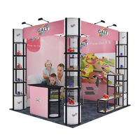 Cabine d'exposition en aluminium modulaire Portable 10x10 Twist Spiral Tower Showcase Tool Free Portable LED Light Display Trade Show