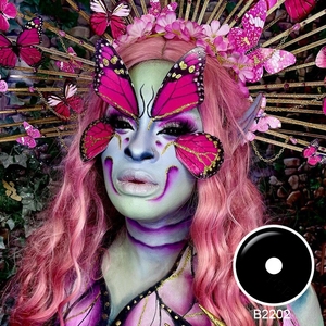 Psyeche 22mm sclera ống kính đầy đủ mắt liên hệ với ống kính kích thước lớn màu liên lạc 1 tone đen Kính áp tròng Cosplay Anime mắt ống kính - Product Image 3