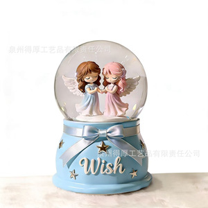 Adorable boîte à musique en cristal en forme d'ange, décorations rotatives rondes pour un cadeau de la Saint-Valentin - Product Image 2
