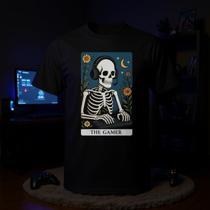 T-shirt The Gamer Tarot Card noir unisexe taille adulte S M L XL XXL - Product Image 3
