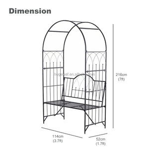 <strong>Garden</strong> <strong>Arch</strong> <strong>with</strong> Bench Steel Powder Coated Heavy Duty Rose Climbing Support Outdoor Decoration - Product Image 2