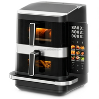 Friteuse à air numérique à double compartiment avec contrôle tactile, capacité 7L+5L et plaque à pizza de 10 pouces, multifonction