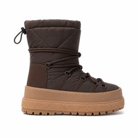 Bottes de neige matelassées à plateforme, bottines d'hiver à lacets, tige en PU, doublure en polaire, semelle intermédiaire en EVA, pour femmes