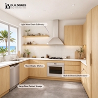 Buildgres-Ensemble complet d'armoires de cuisine de luxe en bois massif de style européen moderne