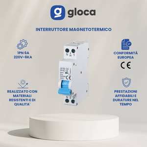 Disjoncteur miniature Gloca JX30-32 1P+N 6A 250V Courbe C Montage sur rail MCB - Product Image 2