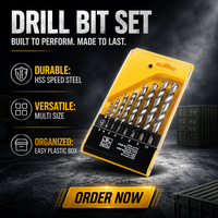 Offre Spéciale : Coffret d'usine de 5, 8, 13 ou 19 forets hélicoïdaux HSS blanc brillant pour percer le bois, le métal, l'acier et le plastique