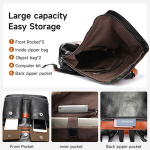 Sac à Dos Vintage de Luxe de Grande Capacité pour Hommes Voyage d'Affaires Sacs à Dos pour Ordinateur Portable Sac à Dos en Cuir Véritable pour Hommes - Product Image 4