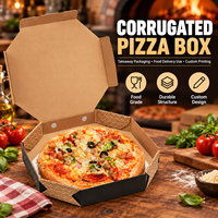 Boîte à pizza en carton ondulé personnalisée, imprimée en couleur, avec design pliable intégré - Anti-graisse, certifiée FDA et écologique