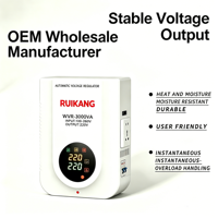 Stabilisateur monophasé mural 220V AC 50/60Hz AVR LCD 3kVA certifié CE, boîtier en aluminium résistant à l'humidité et à la chaleur