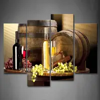 4 panel HD red wine canvas Print Wall art Large Pictures For Living Room Custom no frame Direct Selling