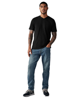 T-shirt en coton noir à col en V pour homme, coupe ajustée, 180 g/m², design personnalisé, imprimé, haute qualité, vente en gros, usine de Guangzhou
