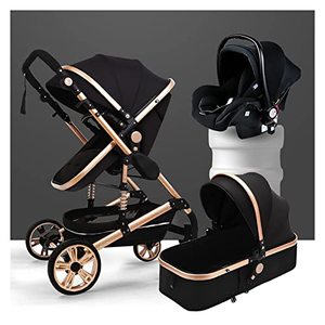 Sistema de Viaje 3 en 1 para Recién Nacidos, <span class=keywords><strong>Cochecito</strong></span> de Bebé con Asiento Elevado, Silla de Auto con Cinturón de Seguridad de 5 Puntos, Marco Plegable de Aleación de Aluminio - Product Image 3